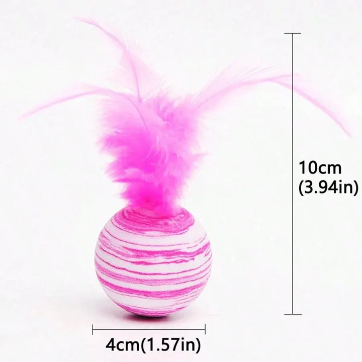 Cat Toy Striped Ball Interactive - Fun Pet Play, 5g Feather Toy