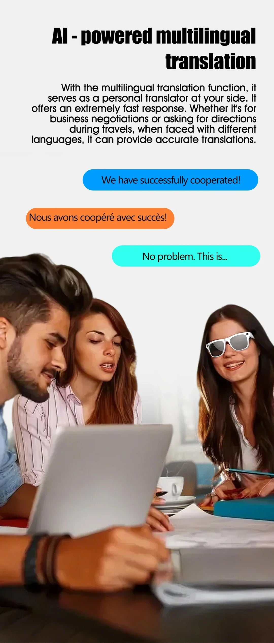 Smart AI Camera Glasses Bluetooth Call Voice Assistant