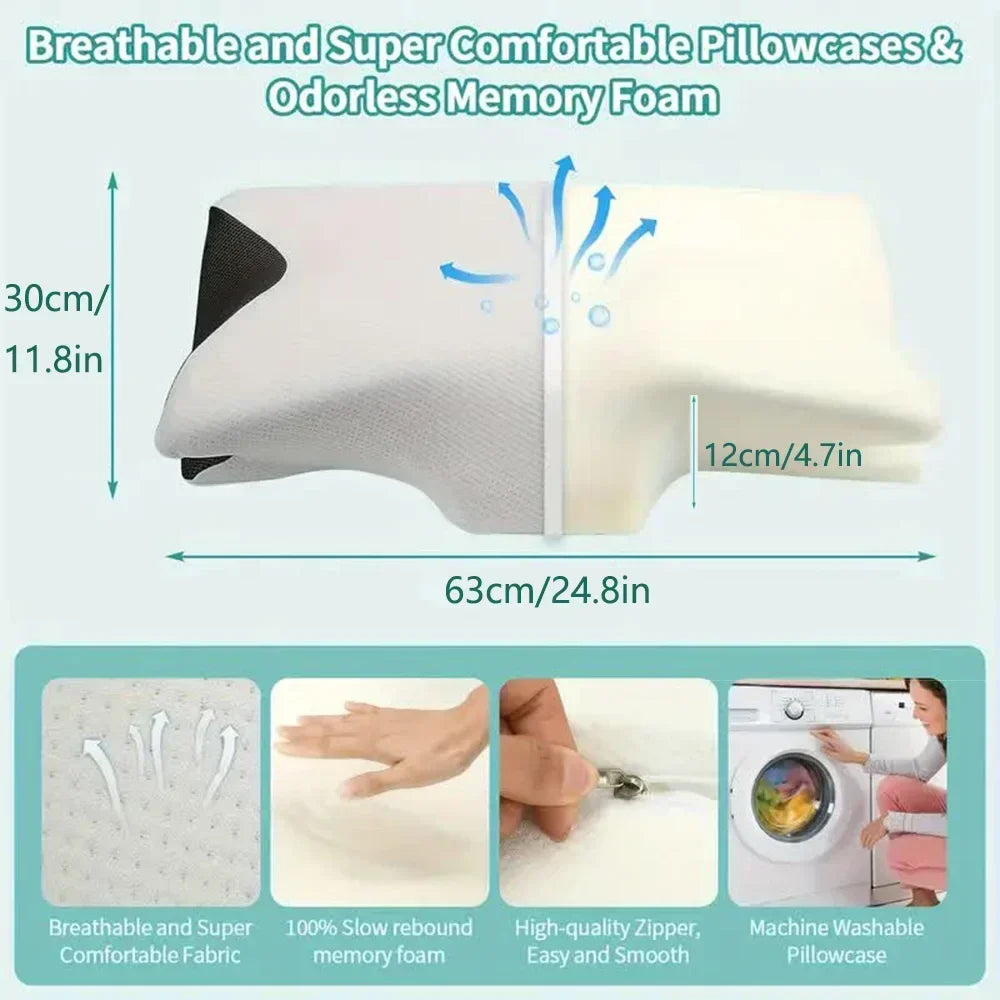 Memory Foam Cervical Neck Pillow Orthopedic Slow Rebound Support for Sleep &amp; Relaxation