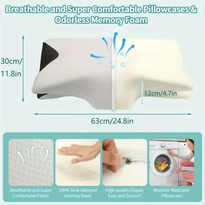 Memory Foam Cervical Neck Pillow Orthopedic Slow Rebound Support for Sleep &amp; Relaxation