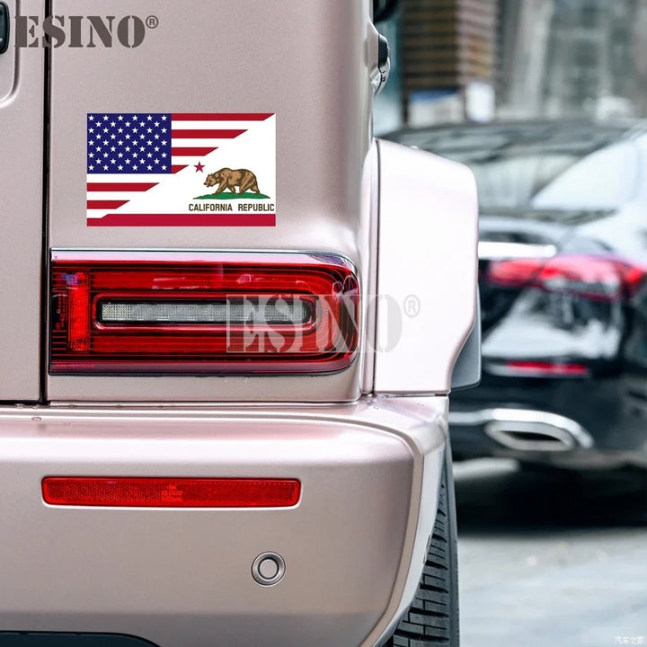 Car Decal PVC Waterproof USA Flag California Bear Vinyl Patriotic 4th Of July Vehicle Exterior Decor