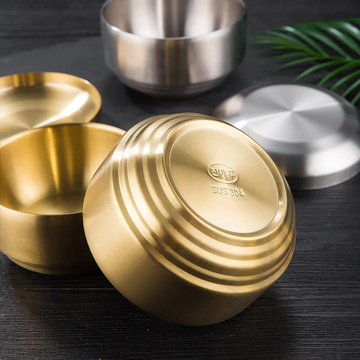 Stainless Steel Double Layer Rice Bowl With Lid Insulated