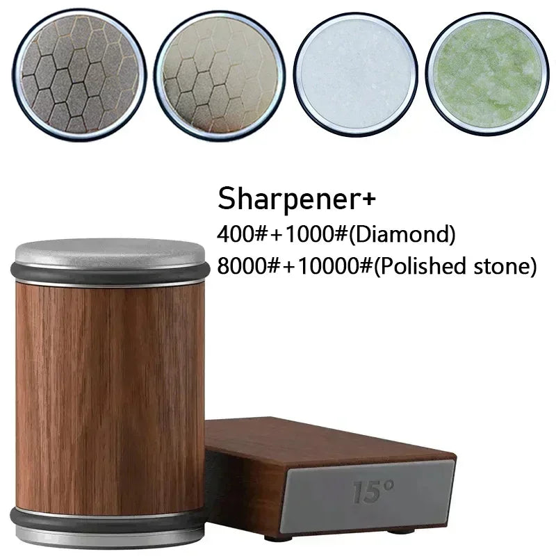 Rolling Diamond Knife Sharpener Kit with Magnetic Holder – 15° &amp; 20° Angle Roller Kitchen Tool 2026