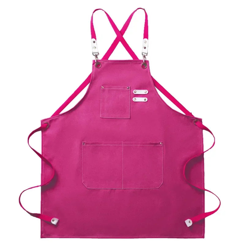 Chef Apron Canvas Crossback Utility Apron With Leather Trim And Pockets Fall 2025 Durable BBQ Workshop