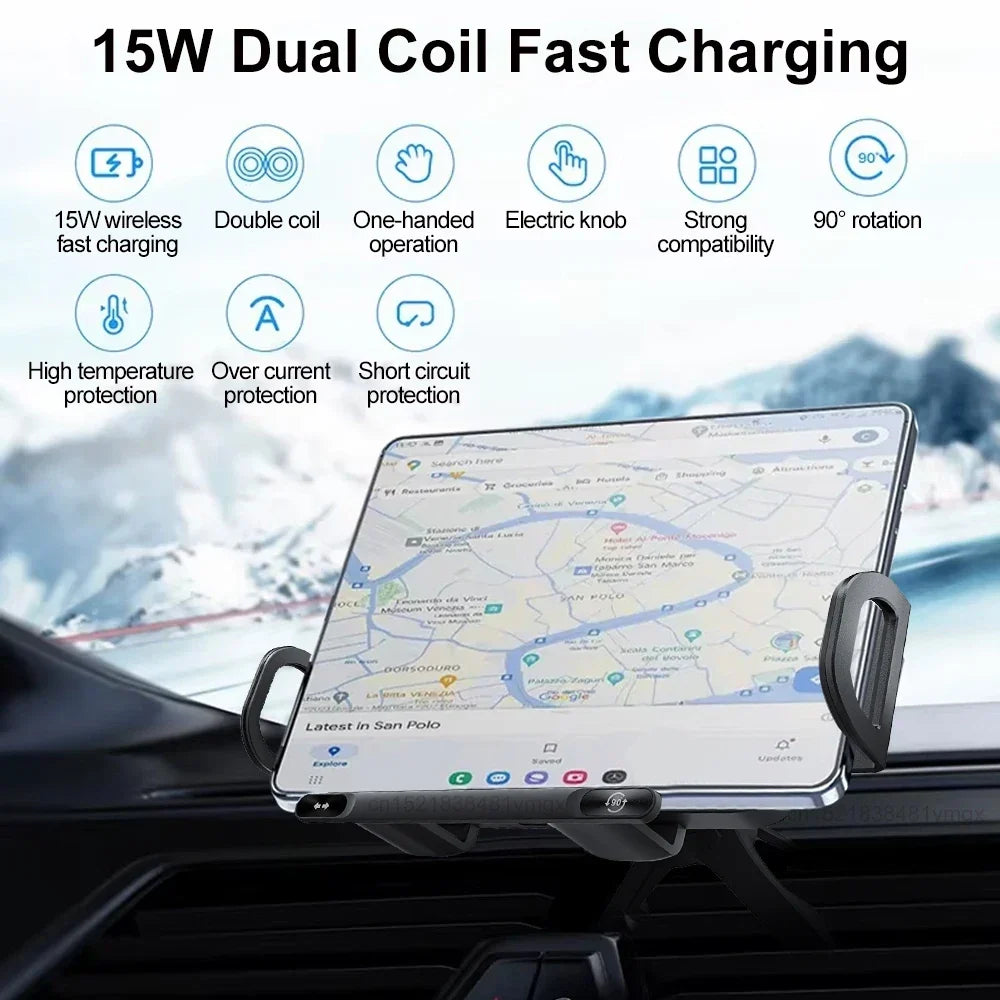 Wireless Car Charger Dual Coil Fold Screen Mount Fast Charge For Foldable Phones Air Vent Car Holder Fall 2026