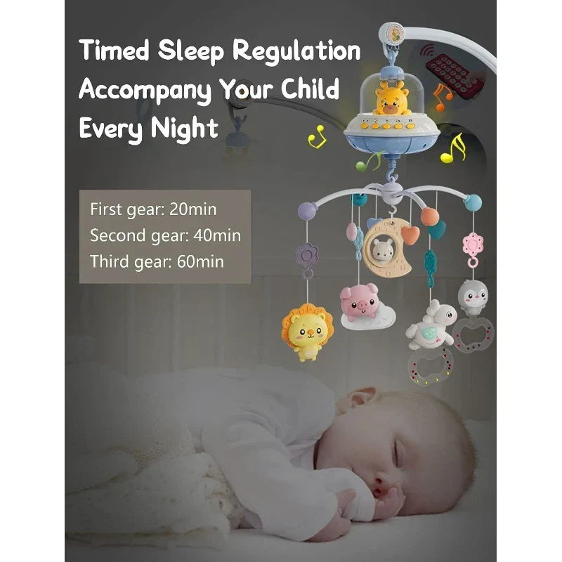 Crib Mobile Remote Music Light Newborn Sensory Toys