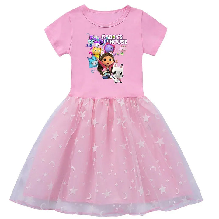 Lightweight Girls’ Dress – Princess-Style, Flowy, Mid-Calf Length, Cotton, For Party Wear