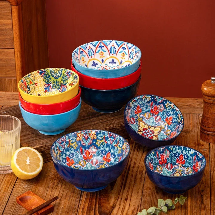 Bohemian Ceramic Rice Bowl Retro Noodle Bowl Kitchen Gift