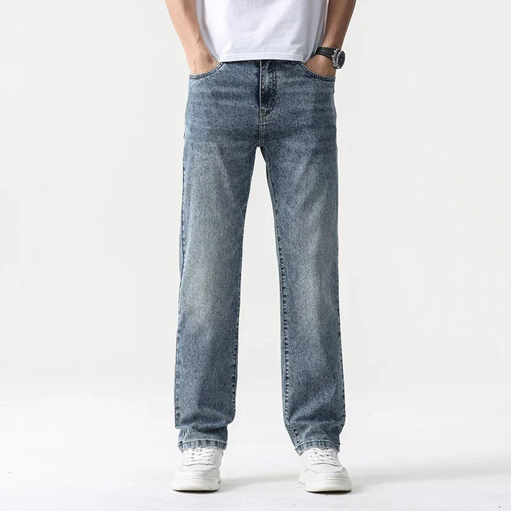 Oversized Men’s Wide Leg Jeans - Straight Lyocell, Casual