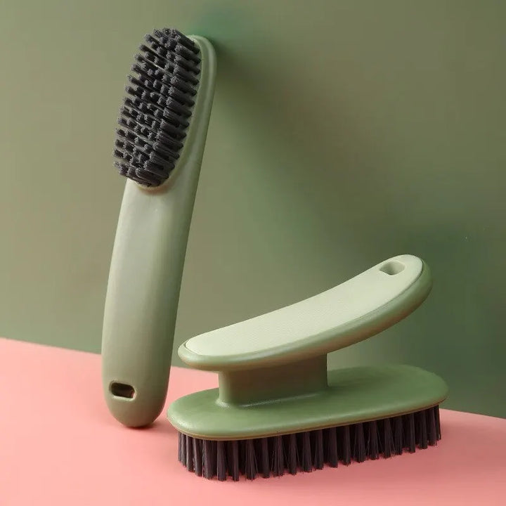 Soft Bristled 2pc Household Cleaning Brushes - Long Handle Shoe &amp; Clothes Brush Set
