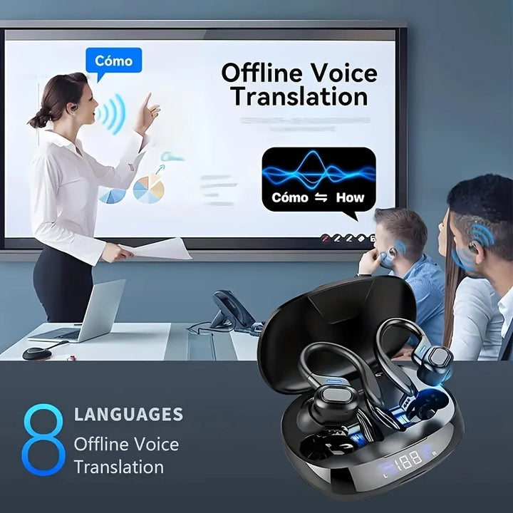 AI Translation Earphones Wireless Ear Hook Bluetooth