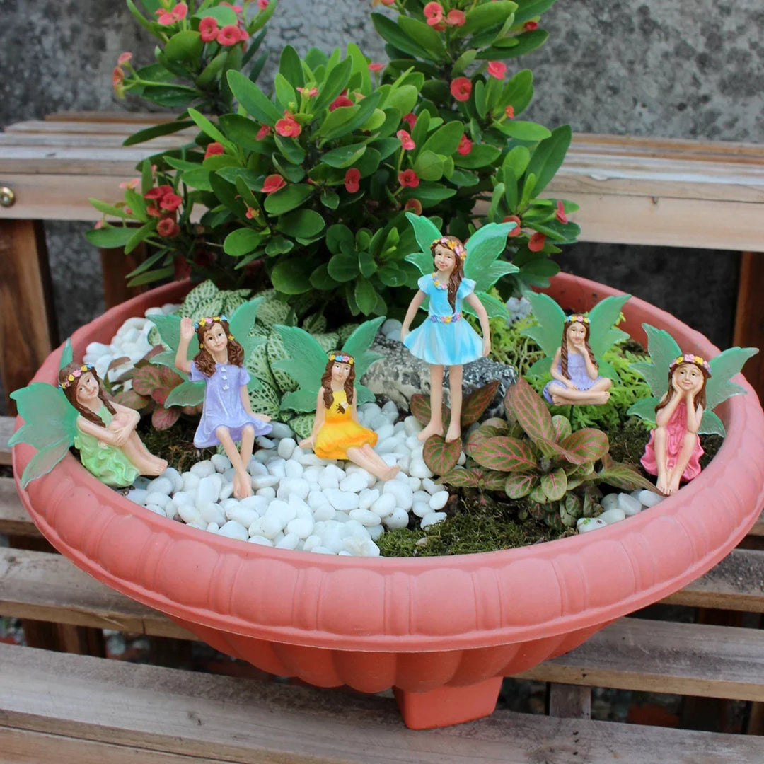 Fairy Garden Figurines 6pc Set Pot Bonsai Micro Landscape Decor Fairy Tale World Scene Summer 2026 Gift