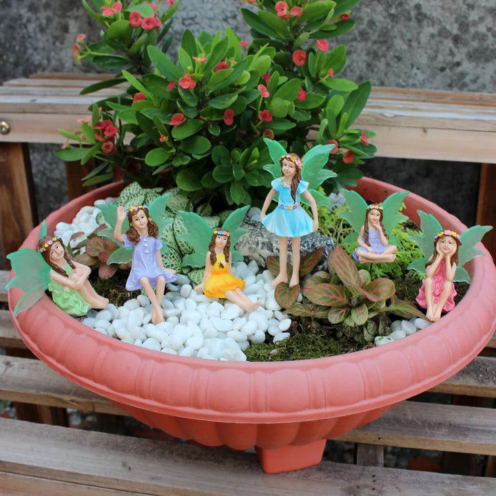 Fairy Garden Figurines 6pc Set Pot Bonsai Micro Landscape Decor Fairy Tale World Scene Summer 2026 Gift