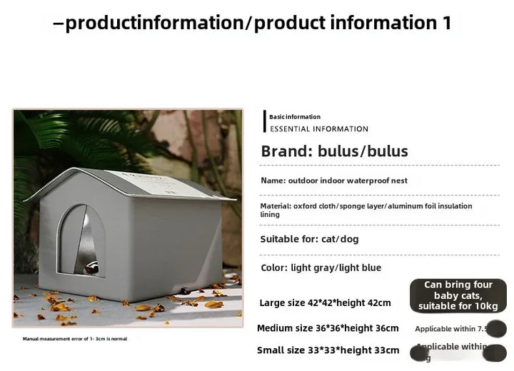 Pet House Waterproof Outdoor Shelter For Small Dogs And Cats Foldable Winter 2026 Warm Cave Bed Washable
