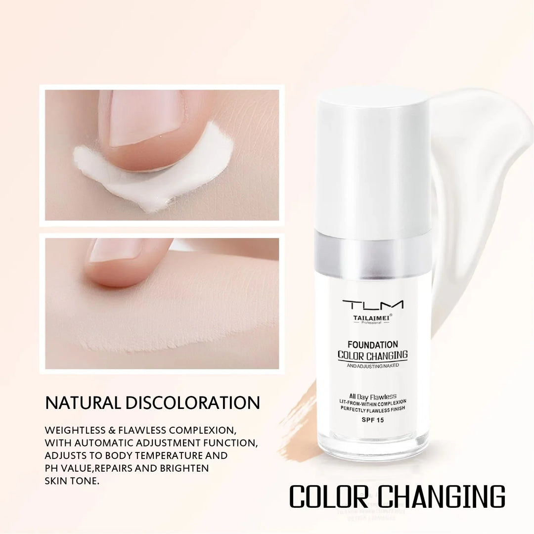 colour-Changing Liquid Foundation with SPF - Long-Lasting Waterproof Oil-Control Sunscreen Cream 30ml