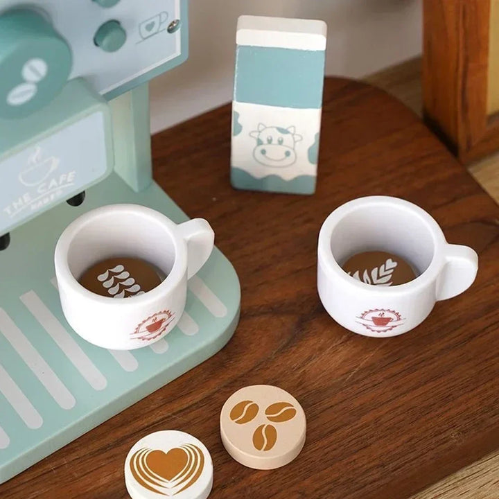 Wooden Kids Coffee &amp; Cookie Maker Toy Set - Educational Pretend Play Kitchen Gift for Boys &amp; Girls