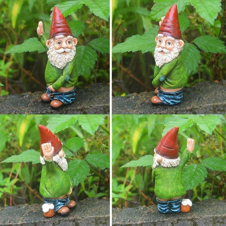 Garden Gnome Statue Urinating Outdoor Decor Christmas Holiday Garden Ornament Whimsical Gift Idea