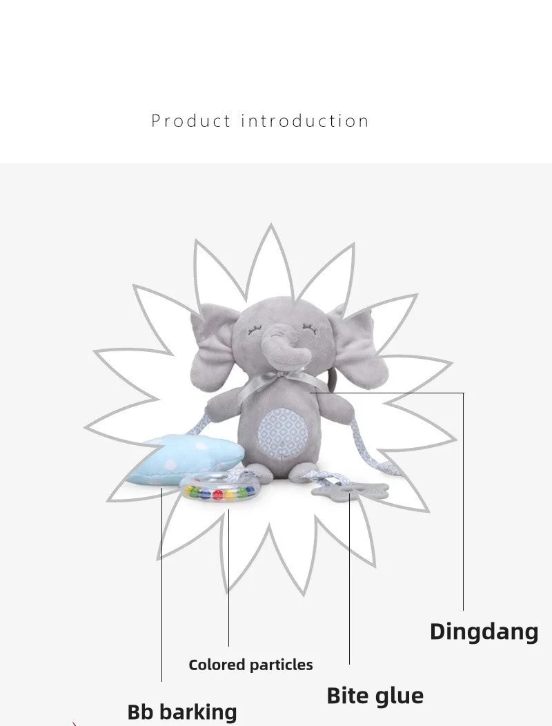 Elephant Plush Rattle Newborn Sensory Toys Soft Bell