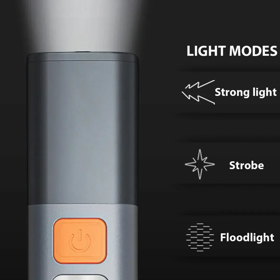 Strong Lighting ABS Flashlamp USB Charging Portable Outdoor Flashlight - Telescopic COB Side Lamp for Camping and Hiking