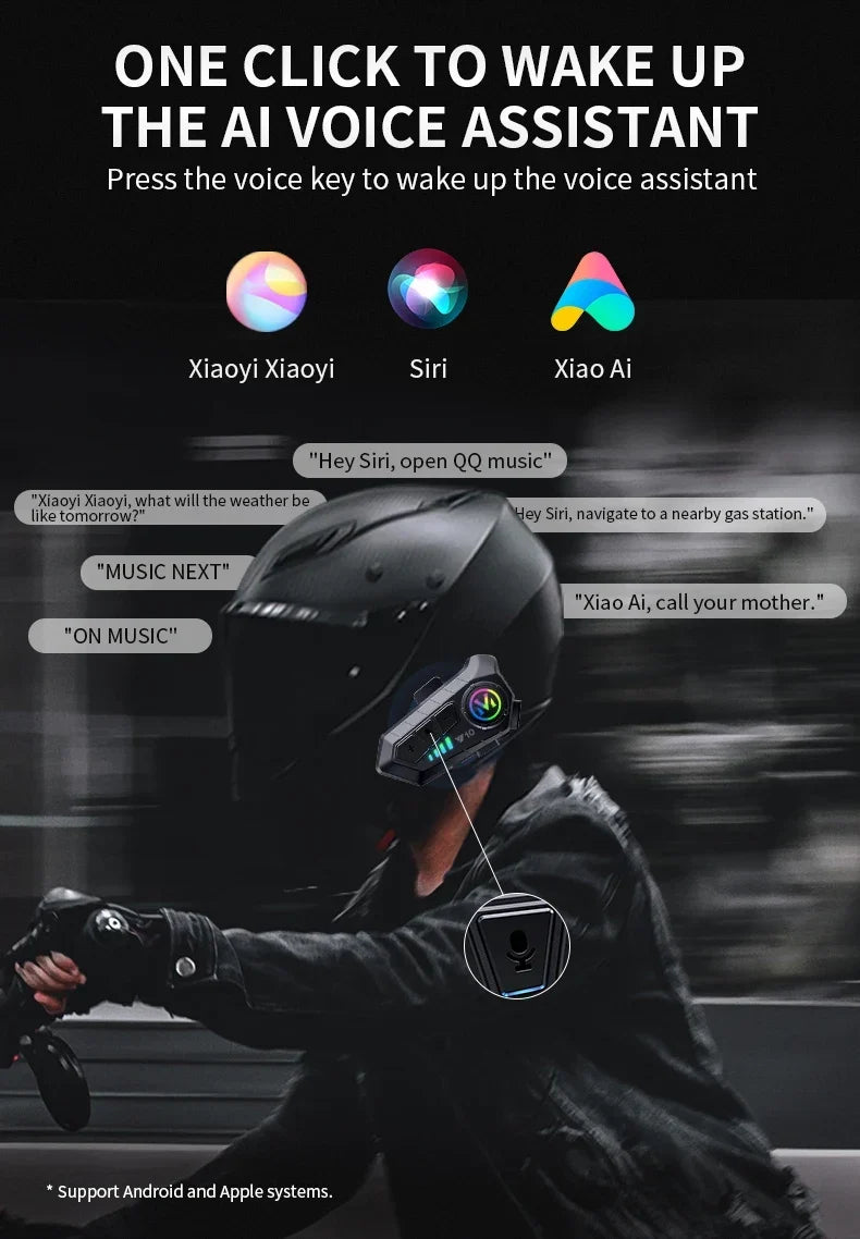 Bluetooth 5.3 Motorcycle Helmet Headset Y10 – Waterproof Hands-Free Call Music Speaker Universal Fit 2026