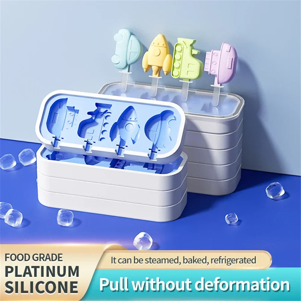Reusable Silicone Ice Cream Mold and Ice Pop Maker - Food Grade, Non-Stick, Easy to Clean, Temperature Resistant