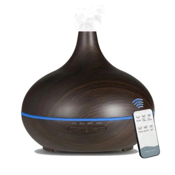 Air Humidifier Aromatherapy Essential Oil Diffuser 500ml Wood Grain Remote Control with 7 colour Lights for Home