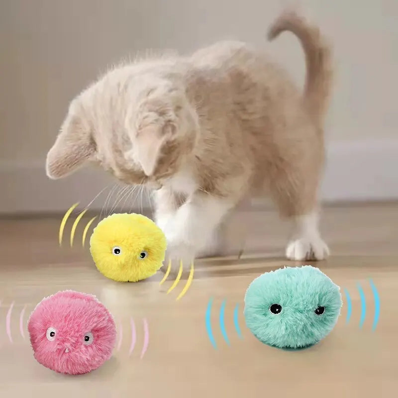 Interactive Cat Toy Ball - Plush Electric Catnip Training Squeak Sound Toy for Kittens