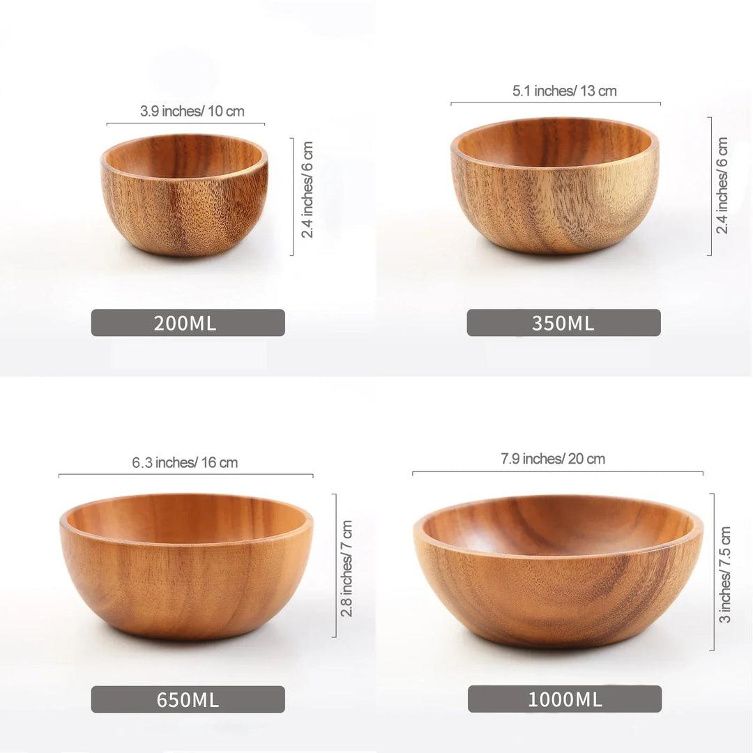 Acacia Wooden Bowl Japanese Style Salad Bowl Ramadan