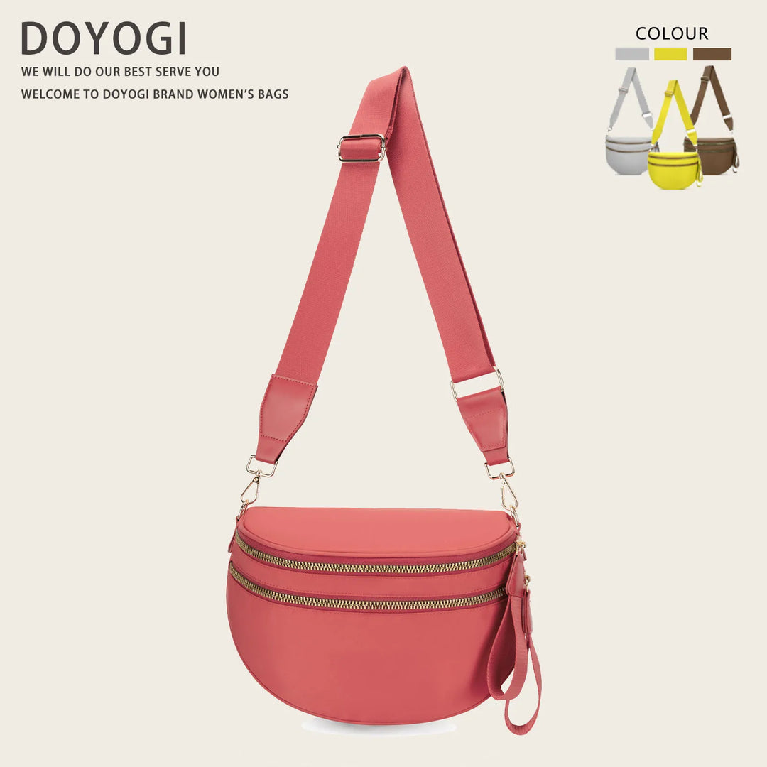 Versatile unisex crossbody bum bag – checkered nylon, box shape, travel and daily use