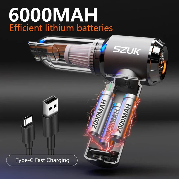 Car Vacuum Cleaner Wireless Mini Handheld Strong 6000mAh