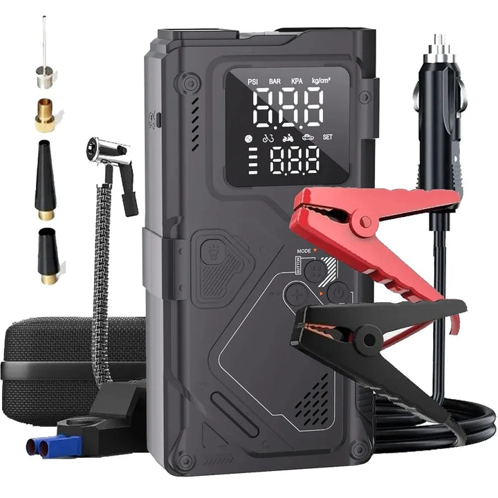 Jump Starter With Air Pump 6 In 1 Car Battery Booster 5000A Peak 150 PSI Tire Inflator 400LM LED Light Fall 2025 Prep