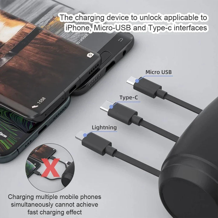 Car Charger With Retractable Cord – 3 In 1 Fast Charging Station For Phones And Tablets, Summer Road Trip 2026
