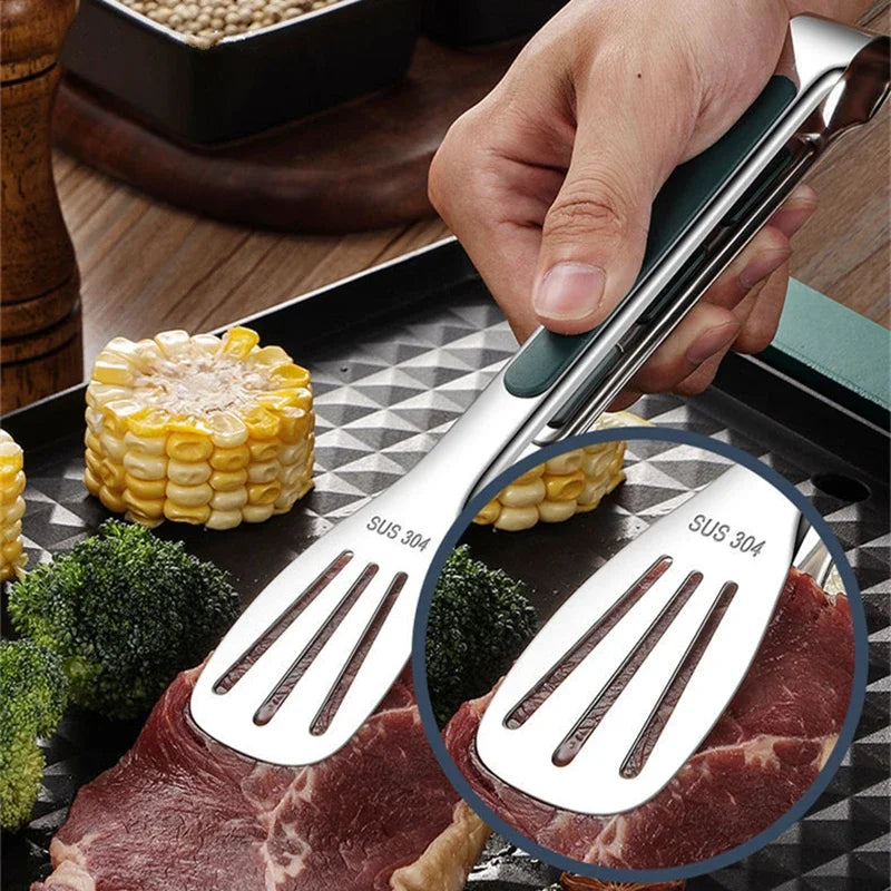 Non Slip Stainless Steel Food Tongs for Meat Salad Bread Clip Cooking Tools