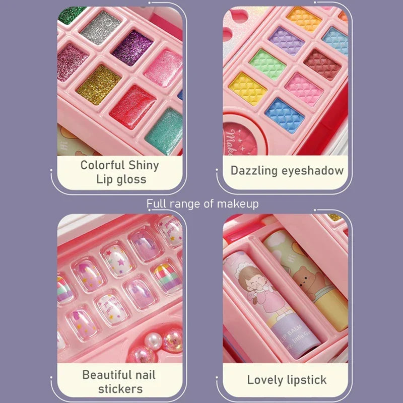 Kids Makeup Kit 49 Pcs Washable Cosmetic Case, Girls Toy Spa Set, Birthday Gift, Back To School 2025