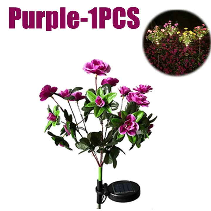 Solar Flower Lights Garden Decor LED Azalea Flowers Outdoor Yard Path Lighting 2026 Holiday Decor Gift Idea