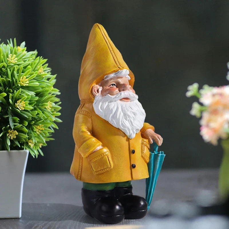 Garden Gnome Statue With Yellow Umbrella Outdoor Lawn Decor Resin Weatherproof Yard Ornament Fall 2026