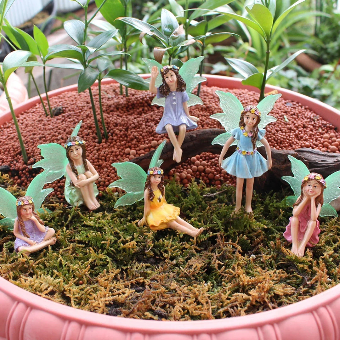 Fairy Garden Figurines 6pc Set Pot Bonsai Micro Landscape Decor Fairy Tale World Scene Summer 2026 Gift