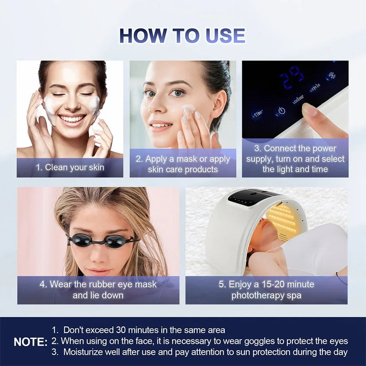 7-colour LED Photon Face Mask &amp; Nano Spray Machine - Skin Rejuvenation Anti-Aging Home Therapy