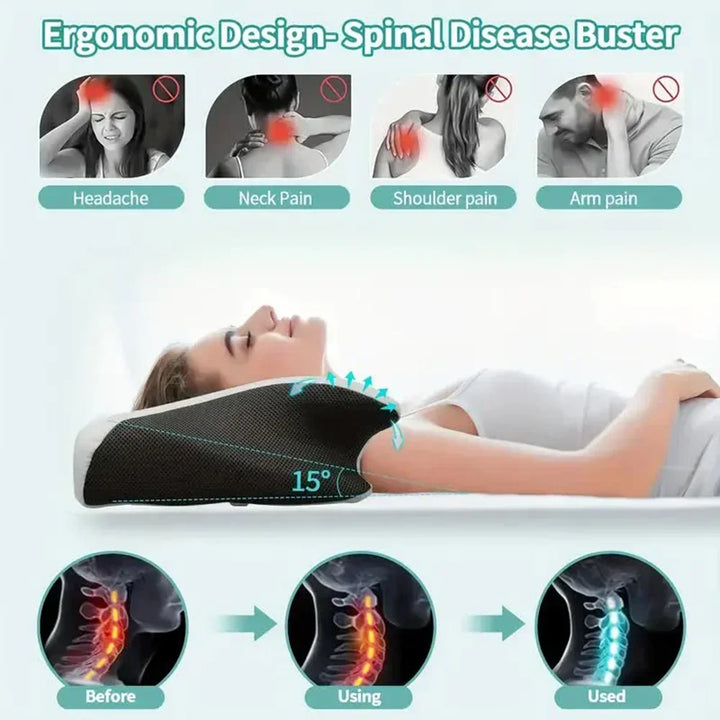 Memory Foam Cervical Neck Pillow Orthopedic Slow Rebound Support for Sleep &amp; Relaxation