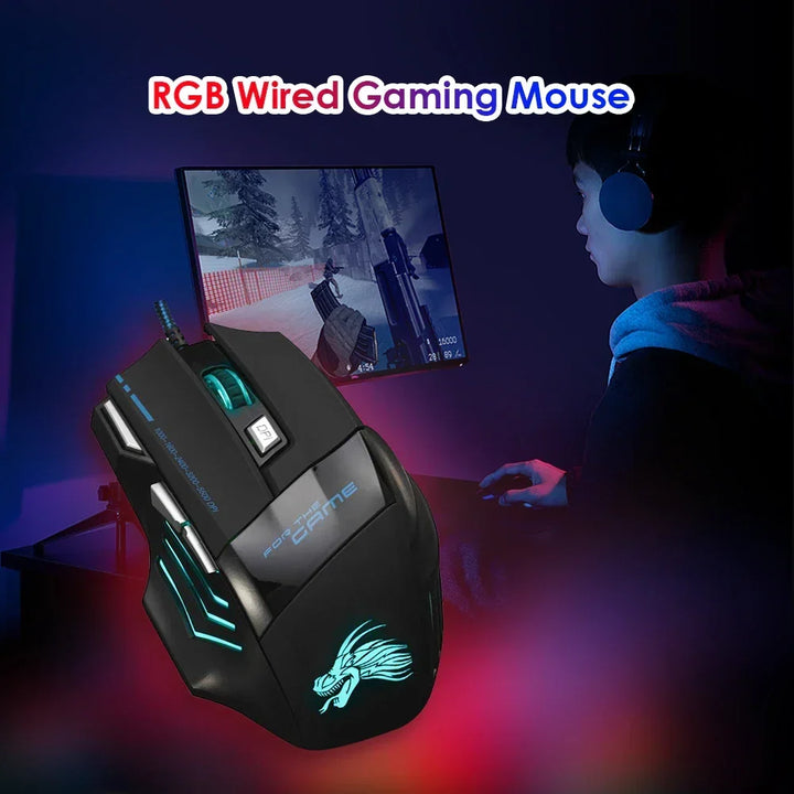 Usb Wired Gaming Mouse 7 Button Backlit Ergonomic Comfort