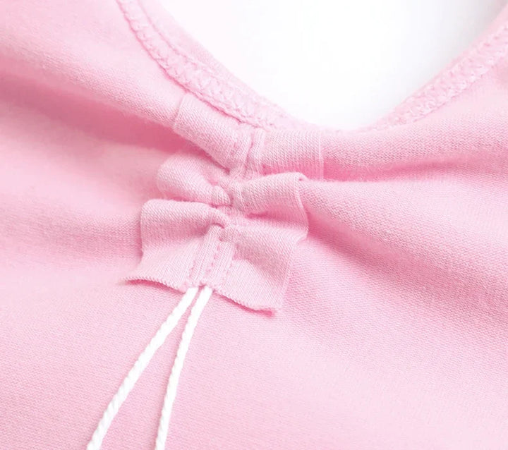 Soft Girls Ballet Leotard – Long Sleeve, Chest-Drawstring, Cotton, For Dance Class