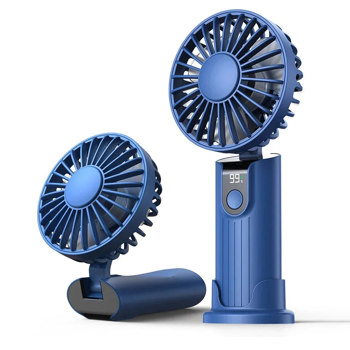 2400mAh/5000mAh Mini Portable Fan USB Rechargeable 3 Speeds, Handheld Pocket Fan with Lanyard &amp; Base, Foldable Desk Fan