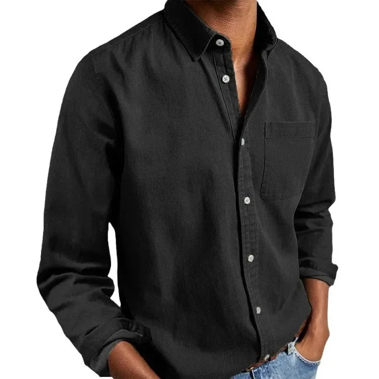 Turn Down Collar Casual Blouse Long Sleeve Tees Solid Button Cardigan Autumn