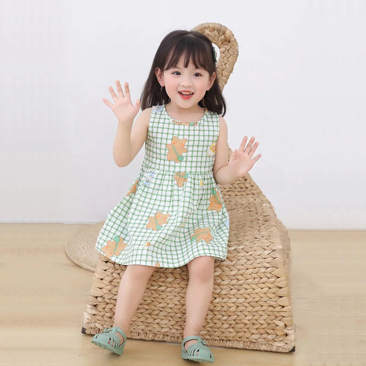 Soft girls’ dress - sleeveless a-line, assorted prints and patterns, cotton, for summer wear