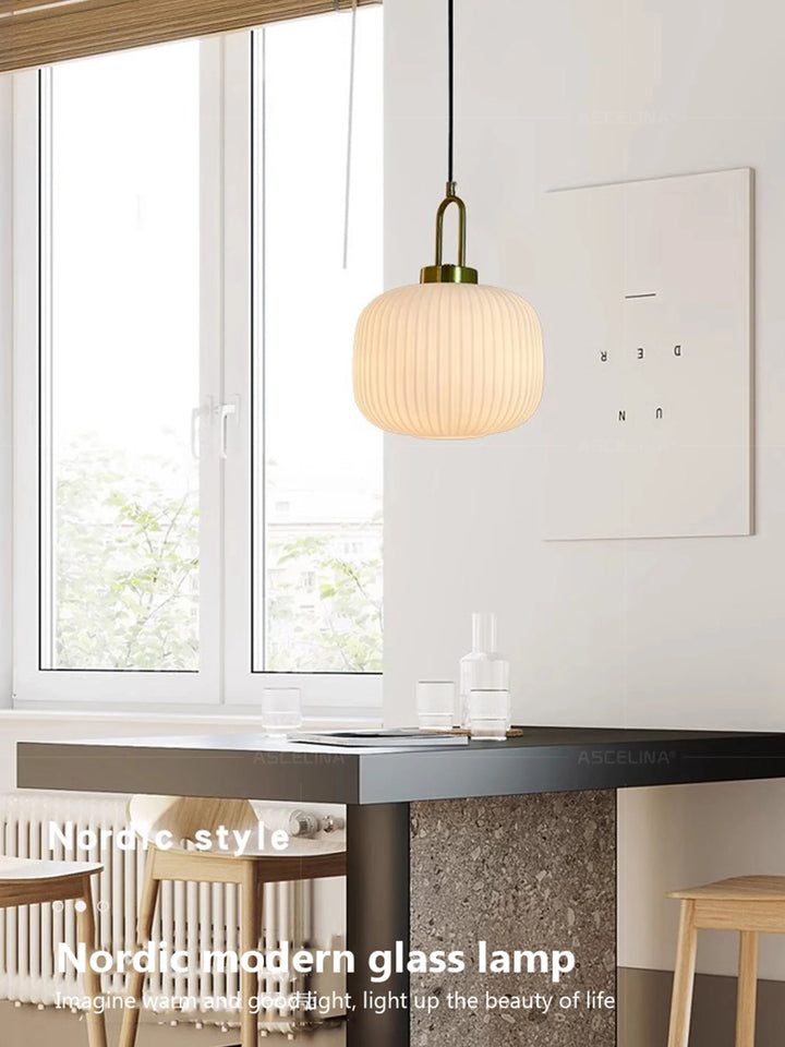 Japandi Glass Pendant Light Japanese Nordic Hanging Lamp Warm