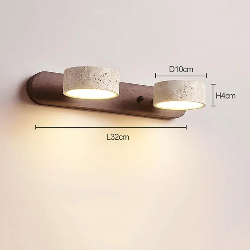 Japandi Wabi Sabi Round LED Wall Light With Mirror Bathroom