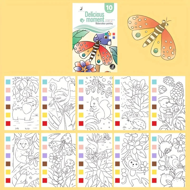 Watercolour Painting Book With Pen Self Contained Water colours Art Kit For Kids Back To School 2025 Gift