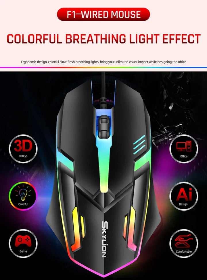 Wired RGB Gaming Mouse 3 Button USB Precision Office