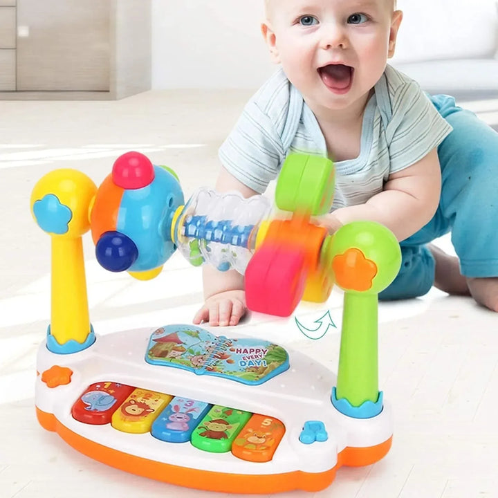 Baby Piano Toys Kids Rotating Keyboard With Light Sound