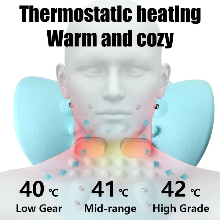Electric Cervical Massager Neck Stretcher with Heating – Ergonomic Support Pillow